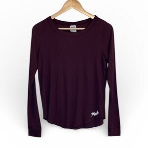 PINK Victoria’s Secret Ribbed Long Sleeve Tee Burgundy Size M